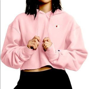 Women’s Champion reverse weave pink cropped hoodie